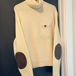 Ralph Lauren Cream Turtleneck Sweater with Brown Accents